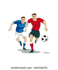 Players are fighting for the ball. Vector Illustration