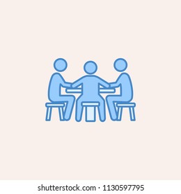 players at the table in the casino icon. Element of casino icon for mobile concept and web apps. Field outline players at the table in the casino icon can be used for web on colored background