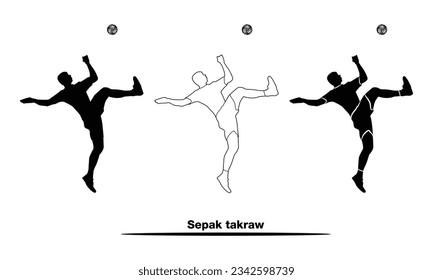Players takraw and football sports logo design vector icon illustration. Player takraw soccer design vector illustration, Creative Takraw soccer logo design concept template, symbols icons