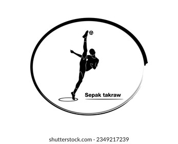 Players takraw and football sports logo design vector icon illustration. Player takraw soccer design vector illustration, Creative Takraw soccer logo design concept template, symbols icons