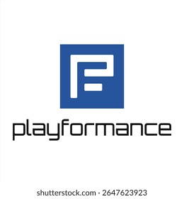Playformance Logo Design Modern Blue Square with Abstract Letter P Brand Identity and Innovative Sporting Technology Company