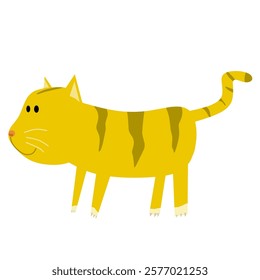 playful 2D cartoon cat vector illustration with a charming and minimalistic design