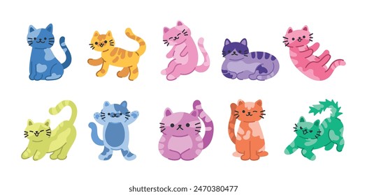 Playful Abstract Cat Illustration Set