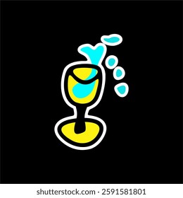 Playful Abstract Cocktail Glass Vector Illustration. A vibrant and modern vector illustration of a cocktail glass with liquid splashing out, featuring bold colors and a playful, minimalist style.