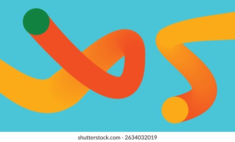 Playful abstract design with yellow orange gradient ribbons over bold green. Perfect for eye-catching branding and creative digital visuals.