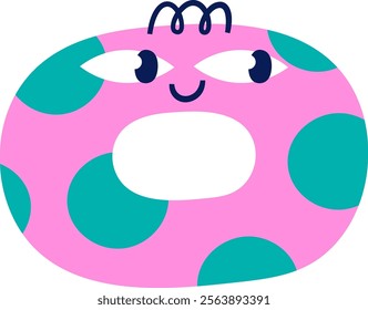 Playful abstract figure featuring a whimsical polka-dotted character. Vector Illustration.