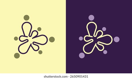Jogo de vetor de flor abstrato brincalhão. Moderno design minimalista de arte de linha.
