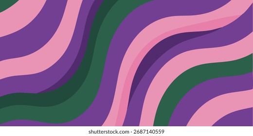 Playful abstract fluid background with dynamic organic shapes and swirling lines in a vibrant, groovy color palette