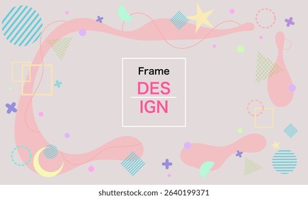 Playful Abstract Frame Design with Pastel Shapes and Creative Elements