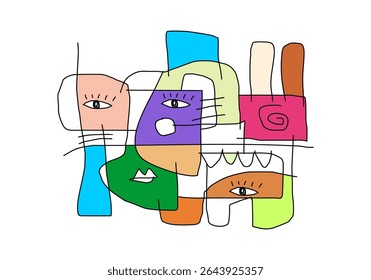 playful abstract illustration featuring a cluster of overlapping