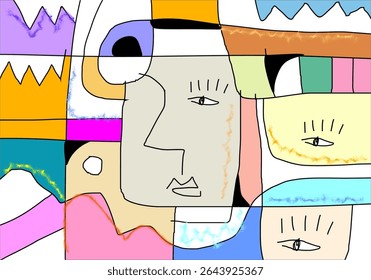playful abstract illustration featuring a cluster of overlapping