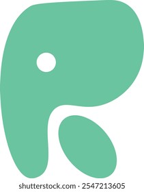 Playful abstract logo in mint green, resembling an elephant shape with minimalist design, Perfect for eco-friendly businesses or animal-related industries seeking a unique identity.