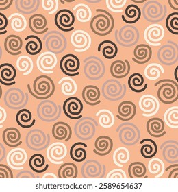 Playful, abstract pattern with hand-drawn scattered spirals. Energetic yet soft retro design.