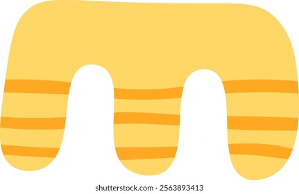Playful abstract rounded shape with stripes and curves. Vector Illustration.