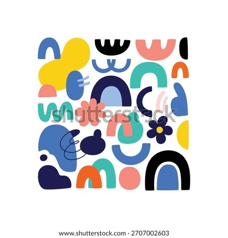 Playful abstract shapes create vibrant modern art background design