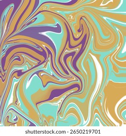 Playful abstract swirls in purple, turquoise, and gold tones. Bright, energetic and modern. Ideal for digital art, print design, and fun visual branding.
