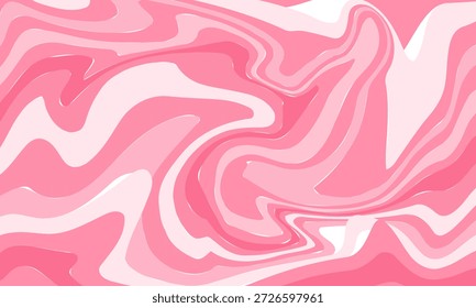 Padrão ondulado abstrato lúdico em tons de rosa e branco, apresentando curvas suaves e fluidas e um doce, chiclete inspirado estética. vetor