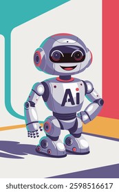 Playful AI Robot Character in a Colorful and Modern Digital Art Style: A Creative Representation of Future Automation