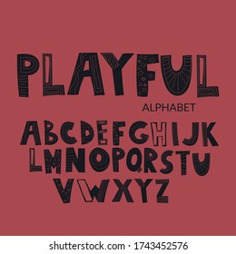 Playful Alphabet with Funky Bright Letters from A to Z Vector Elements. Colorful Typographic Characters and Uppercase Font for Lettering