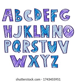Playful Alphabet with Funky Bright Letters from A to Z Vector Elements. Colorful Typographic Characters and Uppercase Font for Lettering