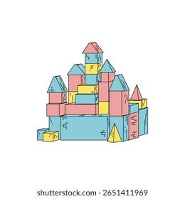 Um arranjo divertido de blocos de construção geométricos coloridos projetados para inspirar a criatividade e o aprendizado em crianças. Seguro, divertido e ideal para o jogo imaginativo!