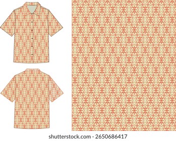 Playful and artistic pattern featuring interlocking red circular lines on a cream background. The hand-drawn style evokes motion and spontaneity great for casual or artistic fashion pieces.