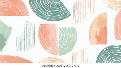 Playful Artistic Pattern of Irregular Brushstroke Shapes in Soft Pastel Tones