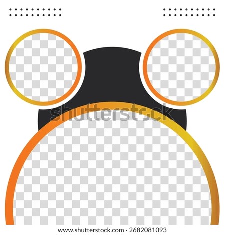 A playful and artistic template featuring three orange-gold circular frames, designed to showcase multiple profile pictures creatively