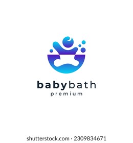 playful baby and bath logo design