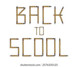 Playful Back to School Text in Pencil Style for a Cheerful and Educational Start of Year Theme Vector illustration