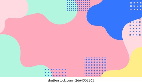Fondo lúdico con Formas orgánicas y patrones geométricos en colores pastel