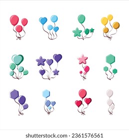 Playful Ballooon Party Illustraiton Set
