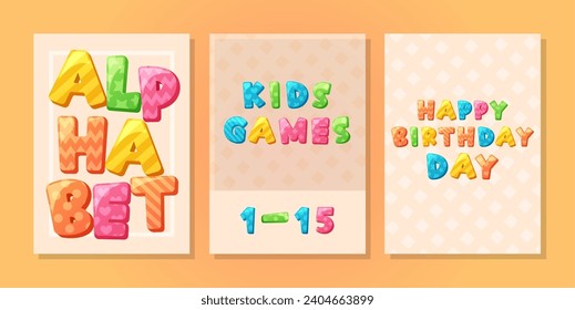 Playful Banners Feature A Childish Cartoon Font, Whimsically Combining Vibrant Letters To Evoke Joyful Atmosphere