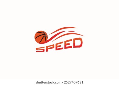 Ilustración vectorial de diseño de logotipo de baloncesto juguetona Plantilla de diseño de Vector de logotipo de baloncesto de velocidad moderna con estilos coloridos y únicos aislados sobre fondo blanco