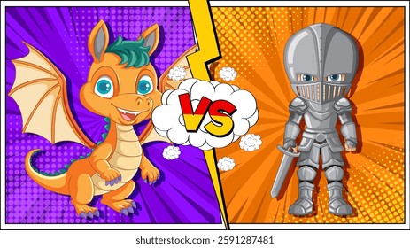 A playful battle between dragon and knight