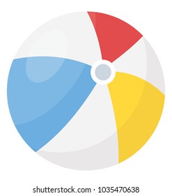 A playful beach ball, summer vacation flat icon
