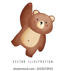 Urso brincalhão pendurado em um galho - Estilo de desenho animado