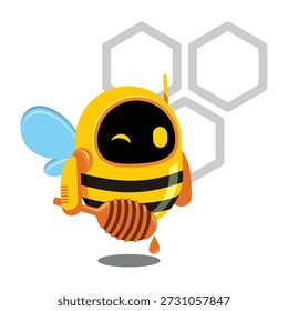 El personaje del robot de abeja juguetón