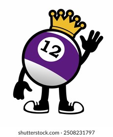 A playful "Billiard Ball Mascot Character 1" in cartoon vector style, ideal for sports branding, game promotions, and logos, adding a unique and dynamic touch to any design.