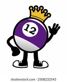 A playful "Billiard Ball Mascot Character 5" in cartoon vector style, ideal for sports branding, game promotions, and logos, adding a unique and dynamic touch to any design.