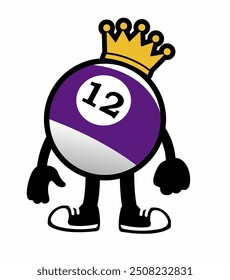 A playful "Billiard Ball Mascot Character 7" in cartoon vector style, ideal for sports branding, game promotions, and logos, adding a unique and dynamic touch to any design.