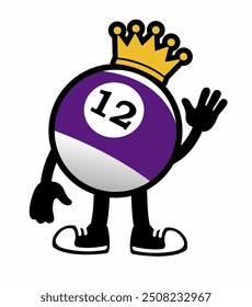 A playful "Billiard Ball Mascot Character 8" in cartoon vector style, ideal for sports branding, game promotions, and logos, adding a unique and dynamic touch to any design.