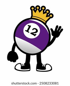 A playful "Billiard Ball Mascot Character 9" in cartoon vector style, ideal for sports branding, game promotions, and logos, adding a unique and dynamic touch to any design.