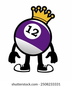 A playful "Billiard Ball Mascot Character 11" in cartoon vector style, ideal for sports branding, game promotions, and logos, adding a unique and dynamic touch to any design.