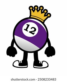 A playful "Billiard Ball Mascot Character 13" in cartoon vector style, ideal for sports branding, game promotions, and logos, adding a unique and dynamic touch to any design.