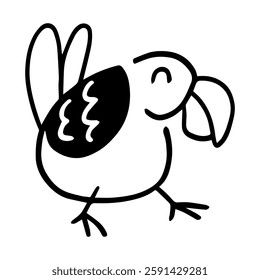Playful Bird Illustration: Whimsical outline of a cheerful bird with stylized features, a fun and simple design.