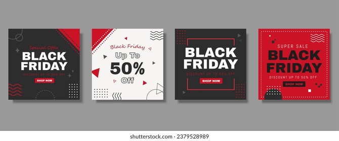 Playful Black Friday sale template set isolated on grey background.