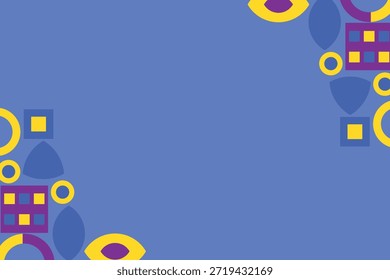 Un fondo azul juguetón con Formas geométricas modernas y coloridas y motivos islámicos abstractos, perfecto para materiales educativos religiosos contemporáneos o vibrantes redes sociales orientadas a los jóvenes.
