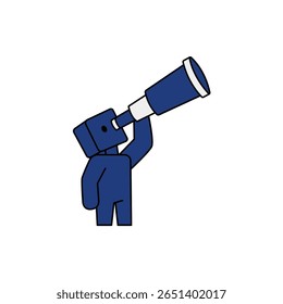 Um personagem azul brincalhão alegremente usa um megafone para compartilhar uma mensagem. Esta ilustração criativa incorpora entusiasmo e engajamento, perfeito para temas de comunicação.