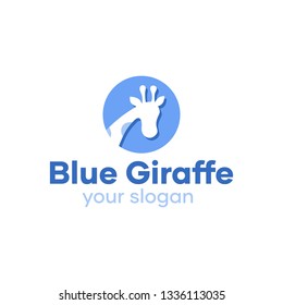 Playful Blue Giraffe Logo Design Idea